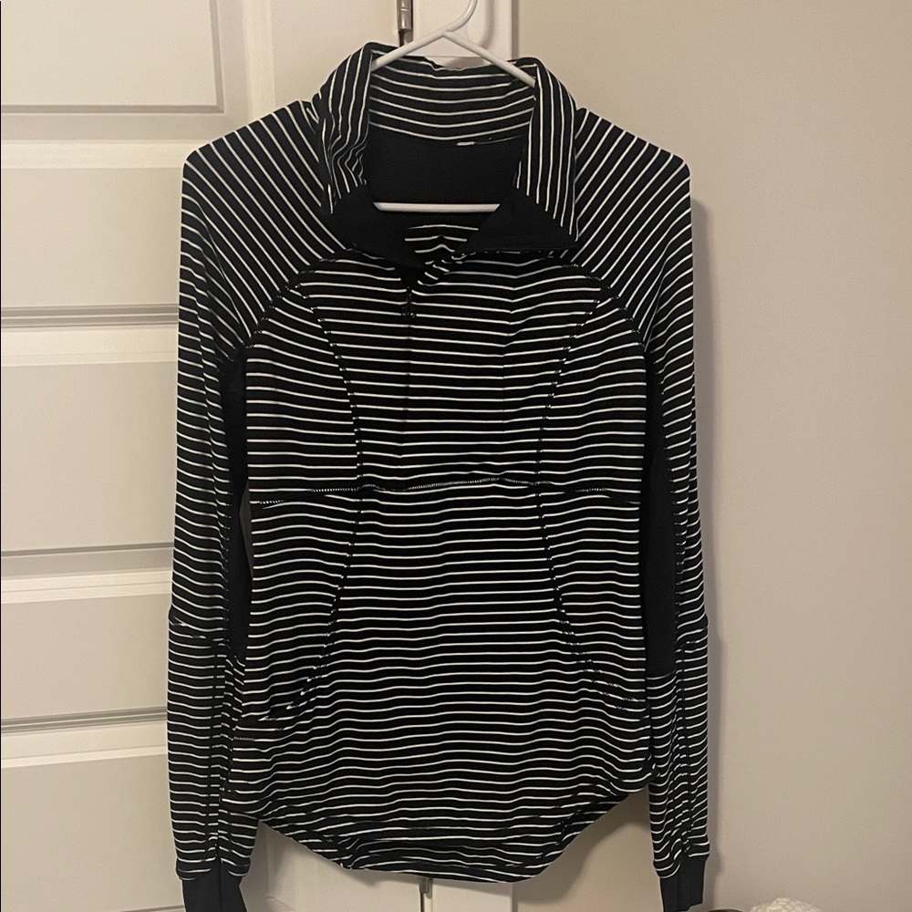 lululemon athletica Black and White Striped Long Sleeve Top